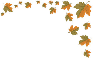 Autumn card with dry leaves border