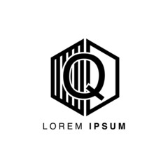 Fototapeta premium simple alphabet logo black and white concept with hexagon combination