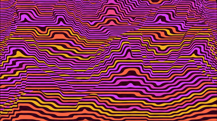 Vector color waves. Abstraction on a transparent background. Perspective optical illusions. Multicolored stripes, 3D vector illustration.