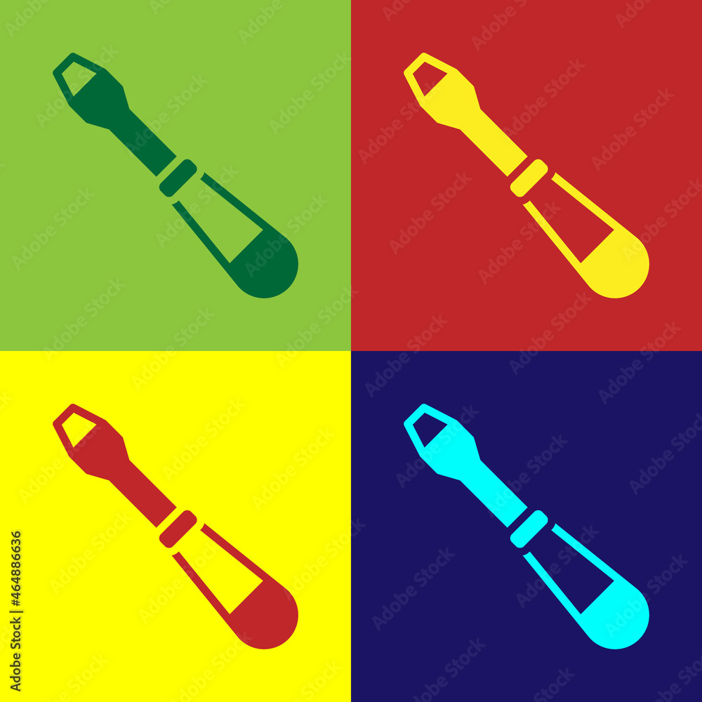 Poster pop art screwdriver icon isolated on color background. service tool symbol. vector