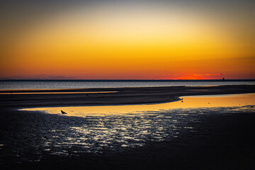 sunset at P&auml;rnu beach, estonia, baltic sea, baltics