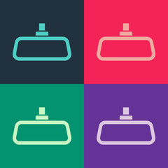 Pop art Car mirror icon isolated on color background. Vector