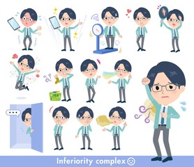 劣等感に関する事務員男性のセット