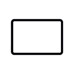 Modern Black Tablet with Blank Horizontal Screen, Isolated on White Background. Vector Illustration