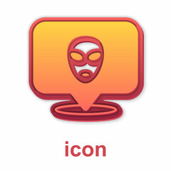 Gold Alien icon isolated on white background. Extraterrestrial alien face or head symbol. Vector