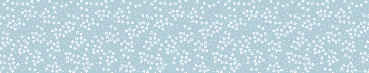 Seamless pattern with white flowers and leaves.