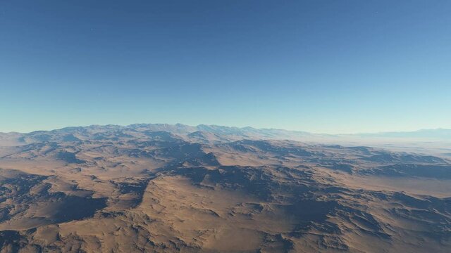 Mountains background 3D animation render with flying camera around the peak.	