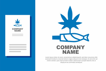 Blue Marijuana joint, spliff icon isolated on white background. Cigarette with drug, marijuana cigarette rolled. Logo design template element. Vector