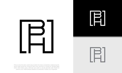 Initials BH logo design. Initial Letter Logo.	