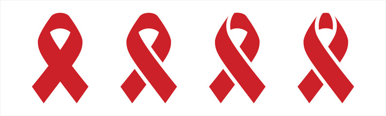 Awareness red ribbon icon and breast cancer sign, Aids icon vector illustration.