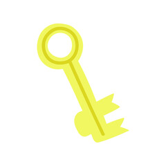 golden key in a flat cartoon style