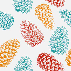 Pine cone seamless pattern sketch
