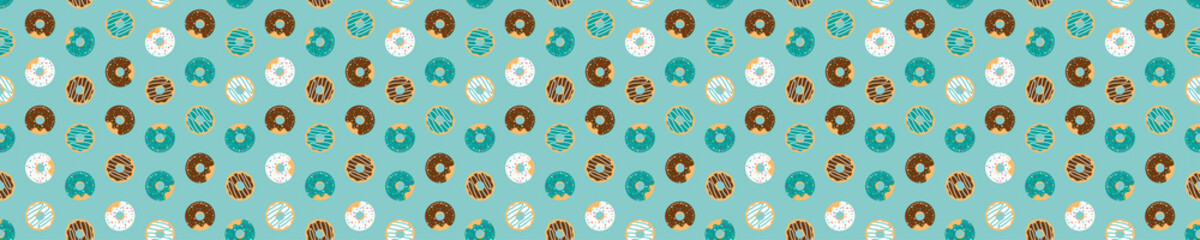 Blue seamless pattern with donuts