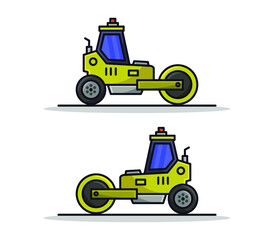 Road roller illustrated on a white background