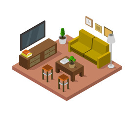 Isometric lounge room