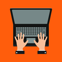 Write on laptop on white background