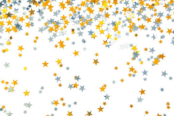 Festive background of gold and silver stars