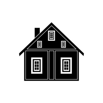 The icon of a house with an attic is black on a white background.
