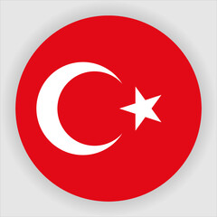 Turkey Flat Rounded Country Flag button Icon