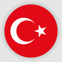 Turkey Flat Rounded Country Flag button Icon