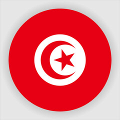 Fototapeta premium Tunisia Flat Rounded Country Flag button Icon