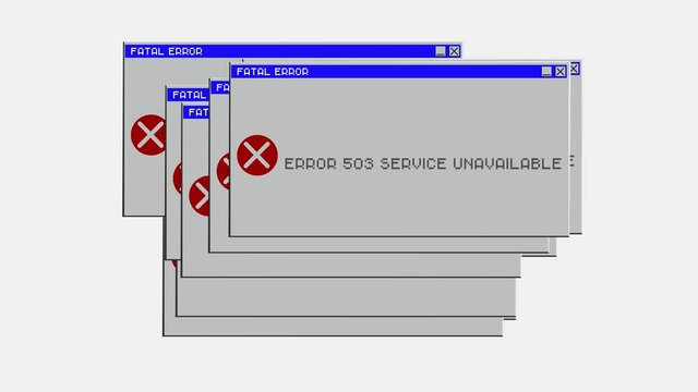 System error icon failure pc interface. Error message computer window alert popup. Motion graphics.