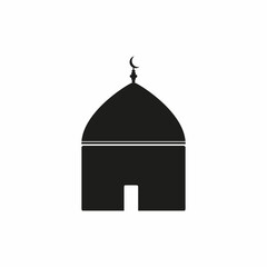 Islamic template, stencil, pattern, grey mosque, icon, isolated on white background. Vector.