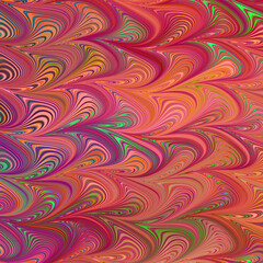 RICH RIPPLES orange multicolored combed marbled design