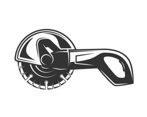 Electrical saw in vintage style isolated on white background. Vector illustration