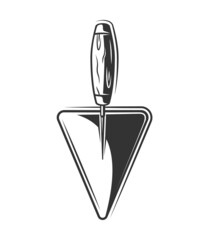 Trowel silhouette close up isolated on white background. Vector illustration