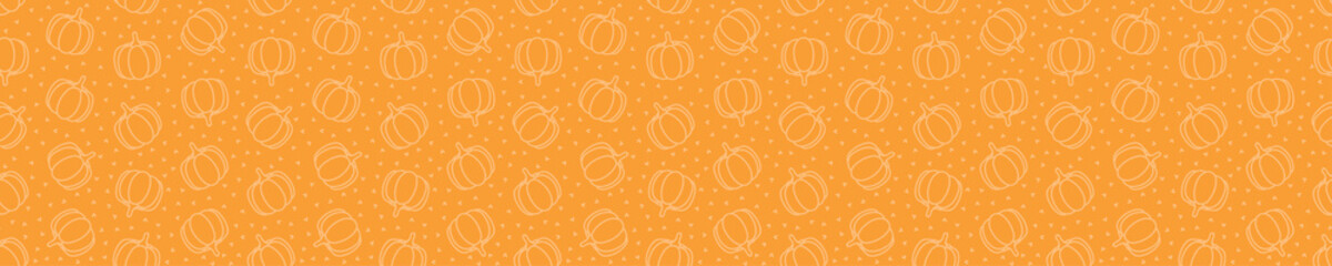 Orange seamless pattern with pumpkins