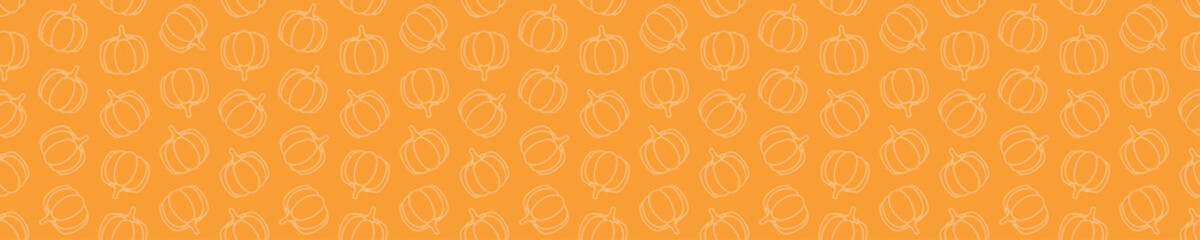 Orange seamless pattern with pumpkins