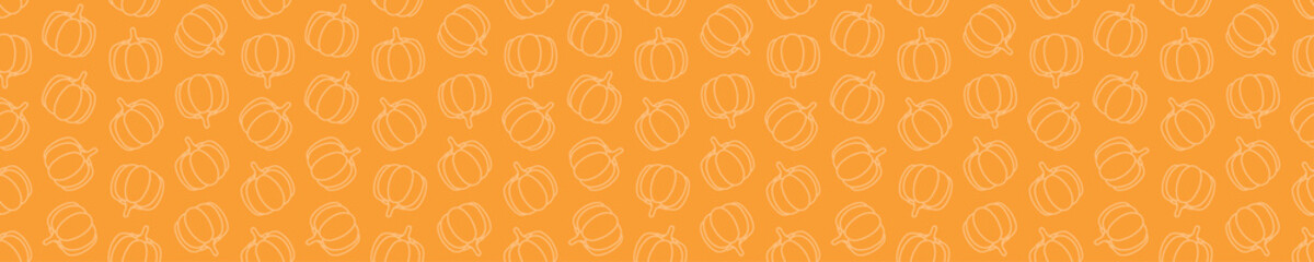 Orange seamless pattern with pumpkins