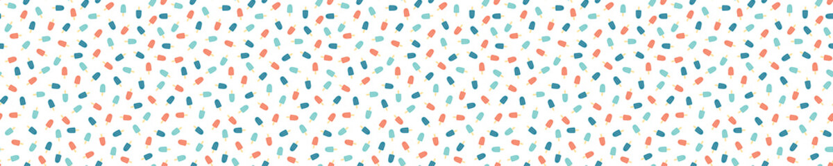 Seamless pattern with blue and red ice creams