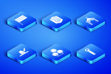 Set Bottle opener, National Germany flag, Wooden barrels, Oktoberfest hat, Signboard with glass of beer and Camping tent icon. Vector