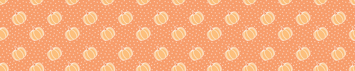 Pink seamless pattern with pumpkins and dots