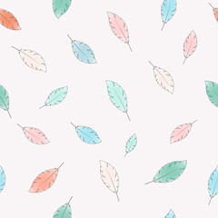 Very, beautiful autumn illustration with soaring colorful leaves, cute and beautiful seamless pattern in a watercolor style with a gentle background