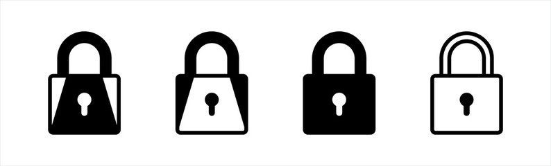 Locked padlock icon. Security symbol. Lock icon set, vector illustration.