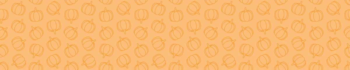 Orange seamless pattern with pumpkins