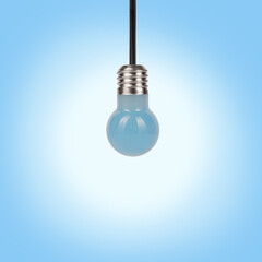 Classic blue light bulb. Energy concept idea photo