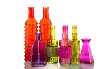 Colorful glass vases