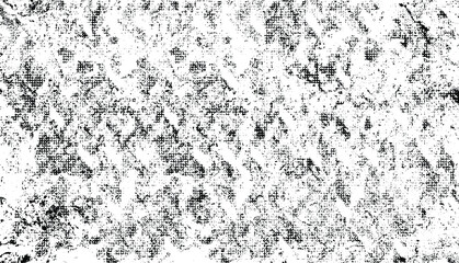 Monochrome texture composed of irregular graphic elements. Distressed uneven grunge background. Abstract vector illustration. Overlay for interesting effect and depth. Isolated on white background.