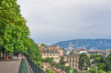 Fototapeta na wymiar Geneva, Old city view from the hill, Switzerland, Europe