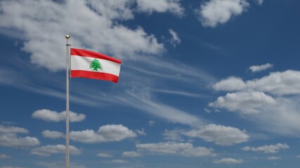 Naklejka premium 3D, Lebanese flag waving on wind. Close up of Lebanon banner blowing soft silk.