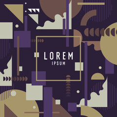 Abstract background in a modern trendy style. Poster with simple flat different geometric shapes.