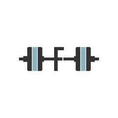 Letter F with barbell icon fitness design template