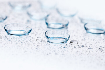 contact lenses with droplets around close up view  - Image