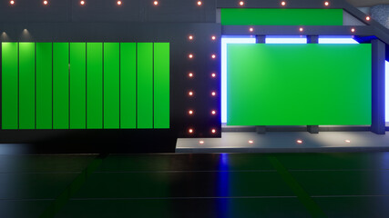 Backdrop For TV Shows .TV On Wall.3D Virtual News Studio Background, 3d illustration	
