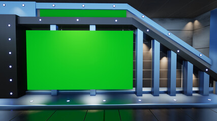 Backdrop For TV Shows .TV On Wall.3D Virtual News Studio Background, 3d rendering
