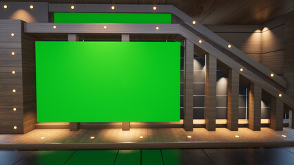 Backdrop For TV Shows .TV On Wall.3D Virtual News Studio Background, 3d rendering

